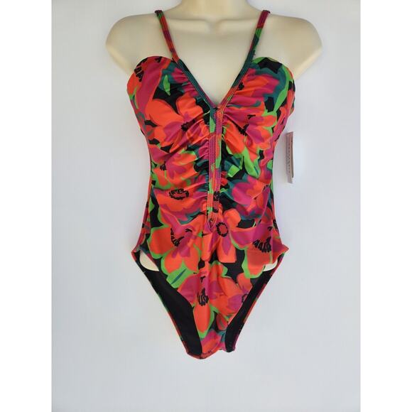 Sanctuary Swim Savage Gardener Shirred One-Piece Swimsuit, Medium - Picture 1 of 6